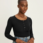 SculptRib™ Cotton Long Sleeve Henley Top