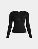 SculptRib™ Cotton Long Sleeve Henley Top